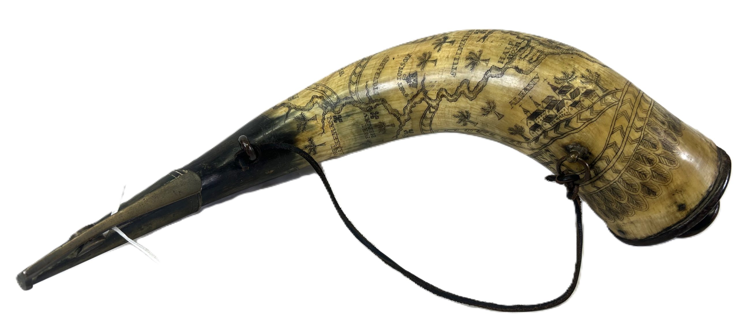 Rare 1775 Scrimshaw British Powder Horn